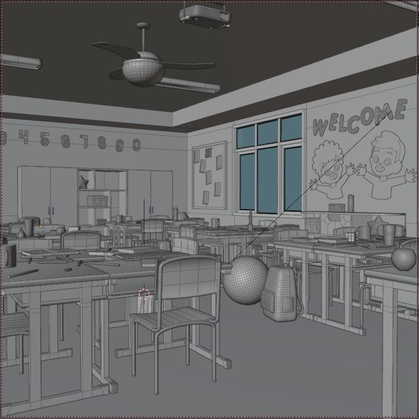 CHIDRENS CLASSROOM LOW POLY SCENE Low-poly 3D model_10