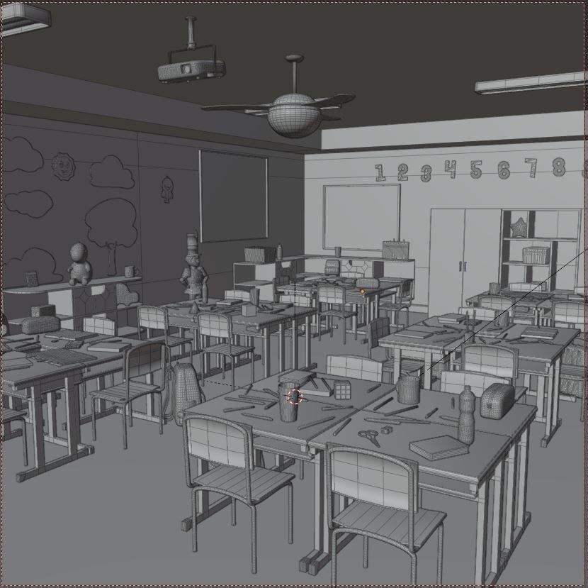 CHIDRENS CLASSROOM LOW POLY SCENE Low-poly 3D model_11