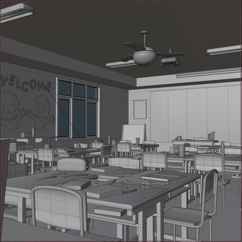 CHIDRENS CLASSROOM LOW POLY SCENE Low-poly 3D model_13