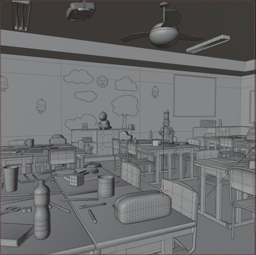 CHIDRENS CLASSROOM LOW POLY SCENE Low-poly 3D model_15