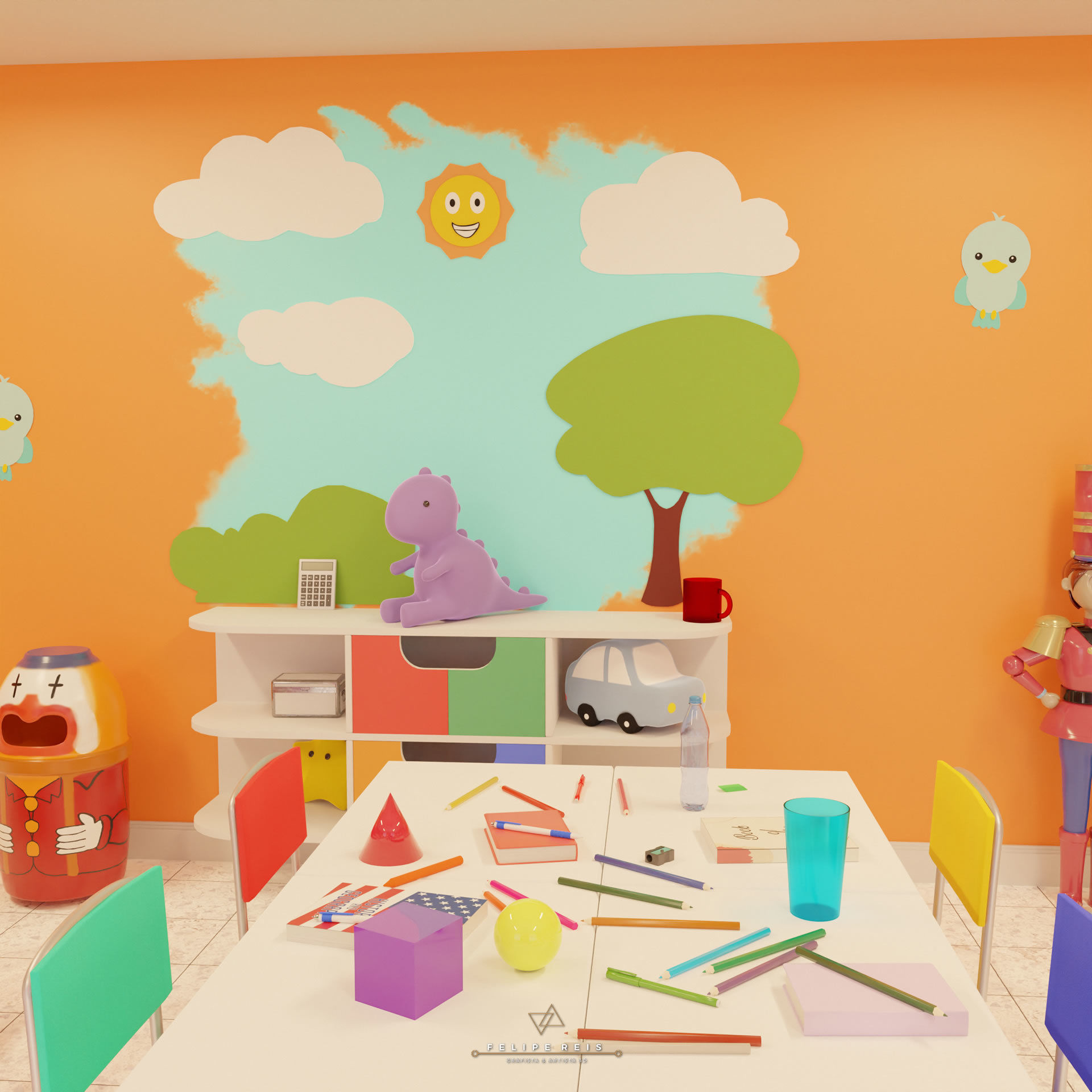 CHIDRENS CLASSROOM LOW POLY SCENE Low-poly 3D model_6