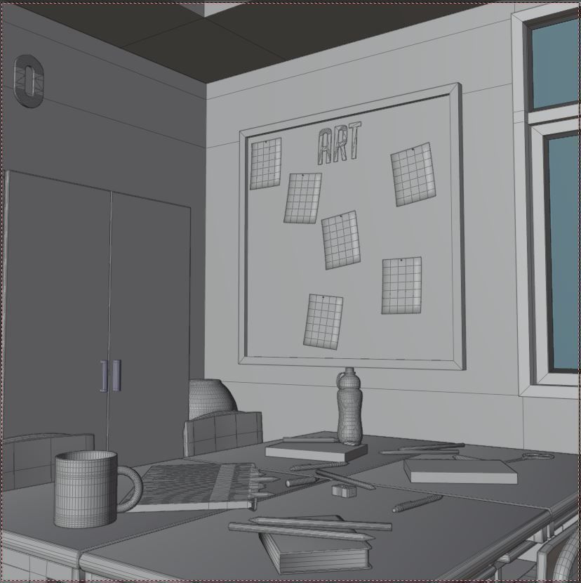 CHIDRENS CLASSROOM LOW POLY SCENE Low-poly 3D model_19