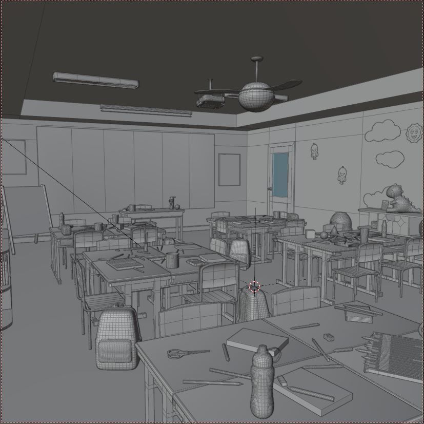 CHIDRENS CLASSROOM LOW POLY SCENE Low-poly 3D model_12