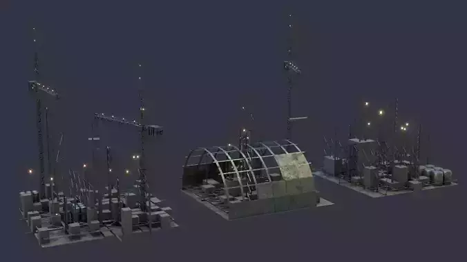 Sci-fi building blocks Free low-poly 3D model