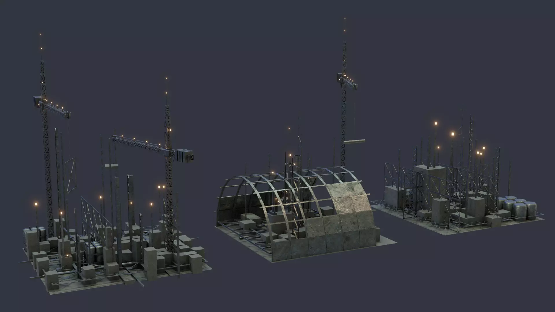 Sci-fi building blocks Free low-poly 3D model_0