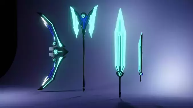 Futuristic weapon set 3d low-poly Low-poly 3D model
