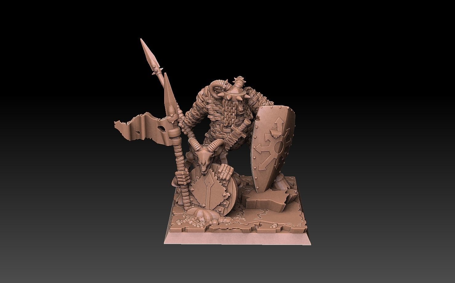 Undead Beastmen Light Spearmen 3D print model_3