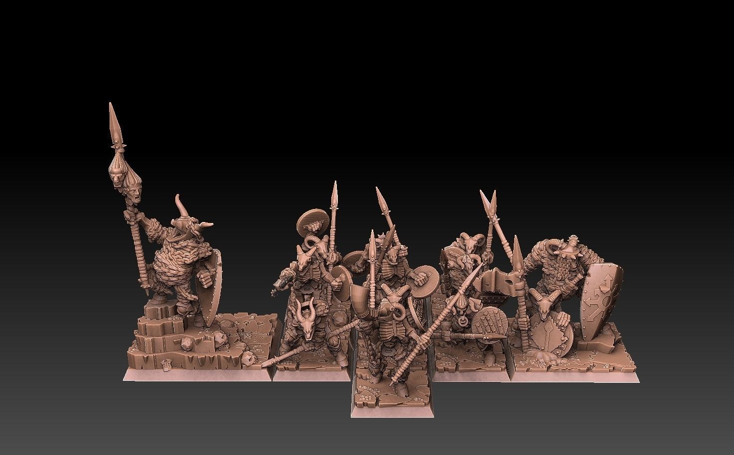 Undead Beastmen Light Spearmen 3D print model_4