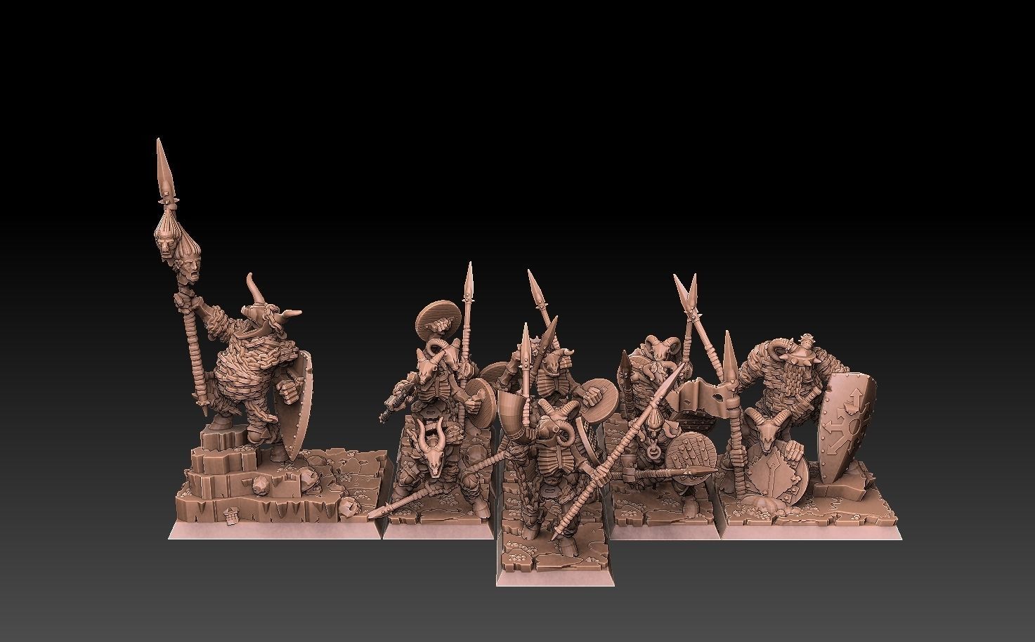 Undead Beastmen Light Spearmen 3D print model_5
