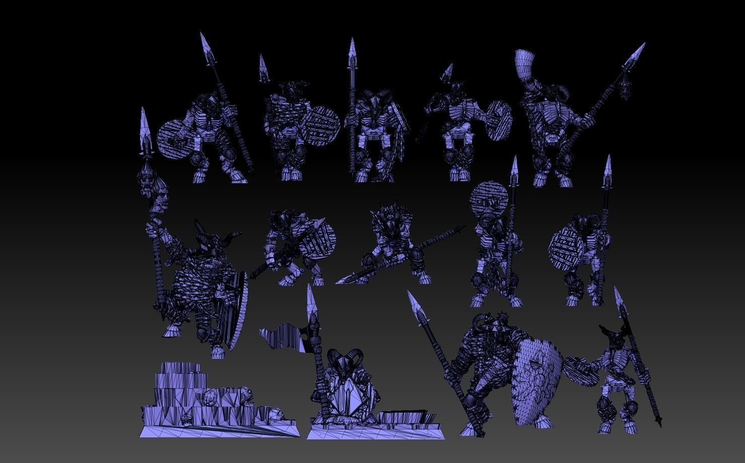 Undead Beastmen Light Spearmen 3D print model_12