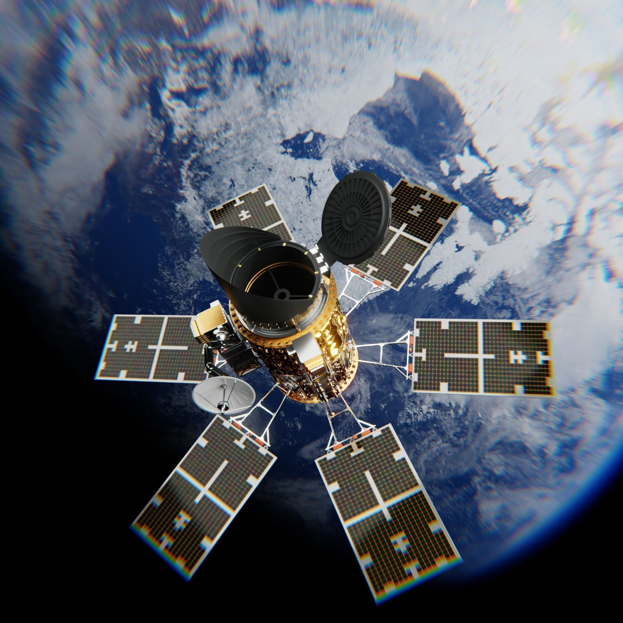 Satellite space blender 3D model_1