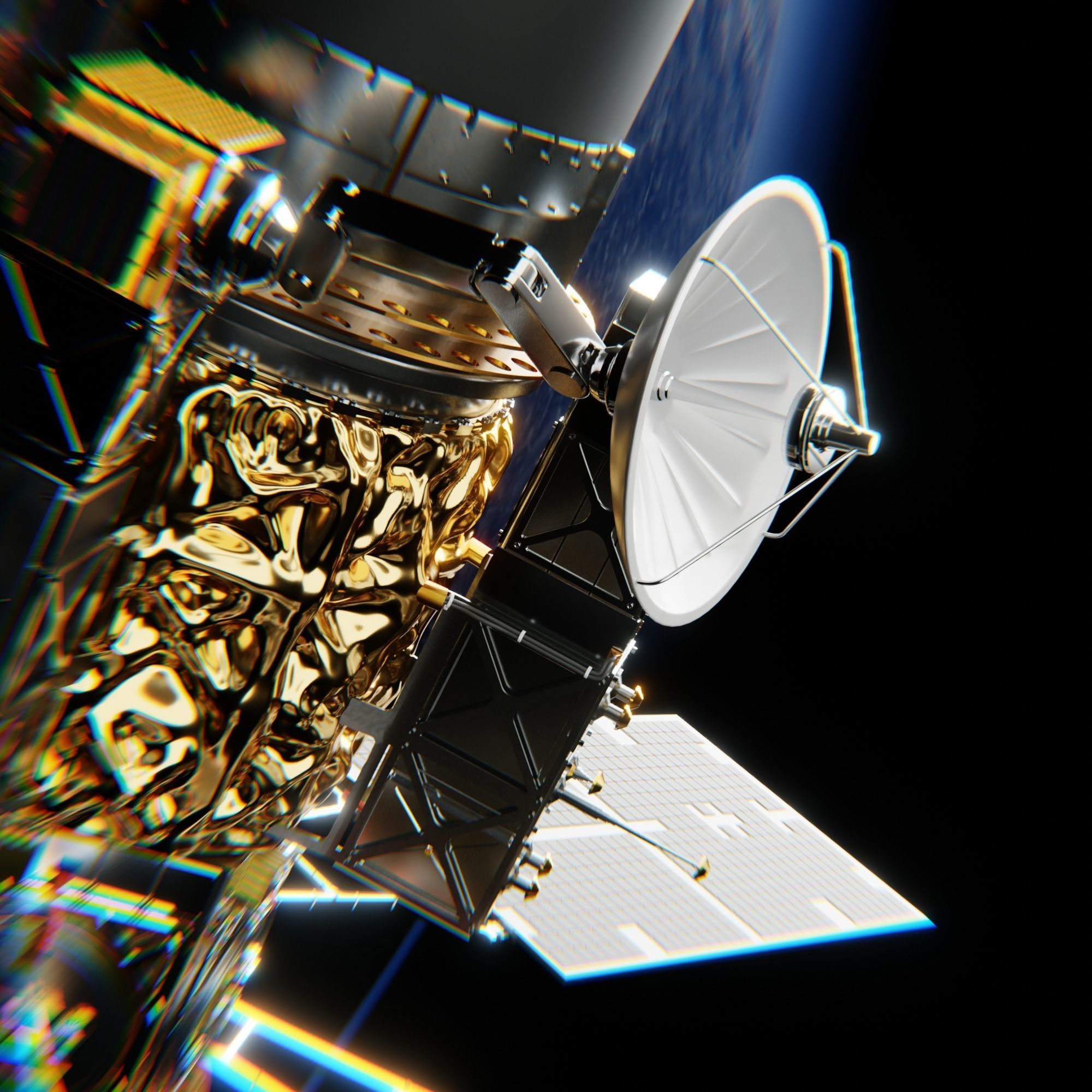 Satellite space blender 3D model_4