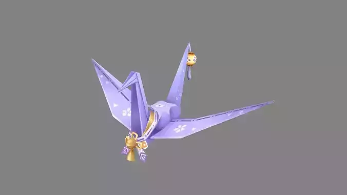 cartoon purple paper crane