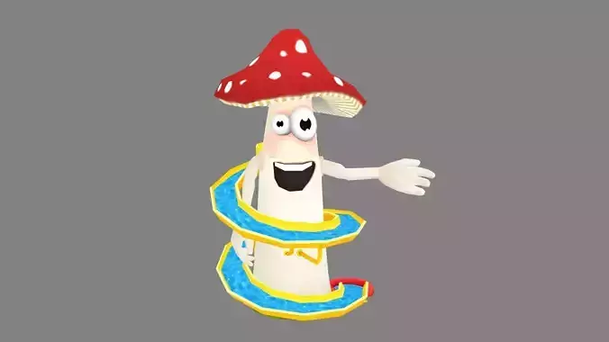 mushroom water slide -  amusement park Low-poly 3D model