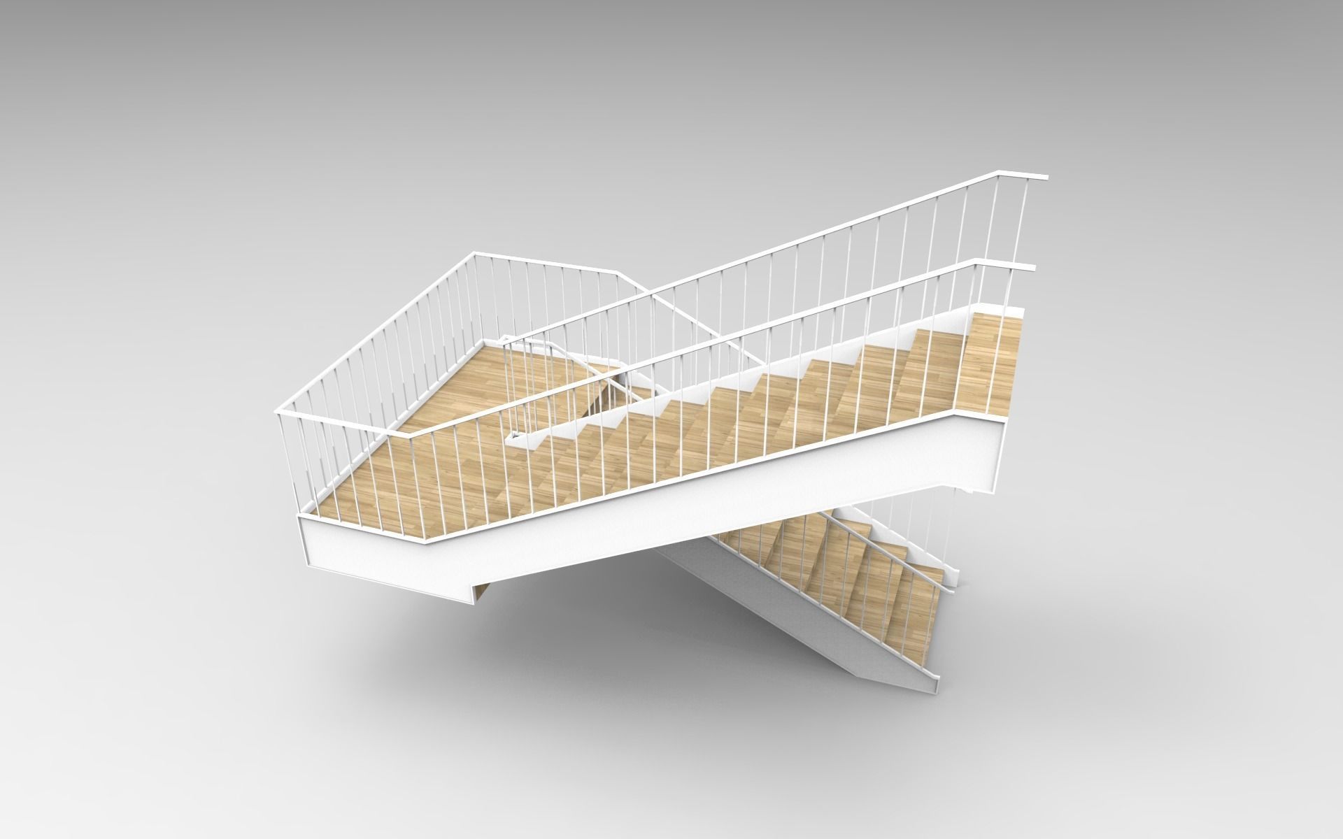 Stairs 1 wooden staircase 3D print model_3