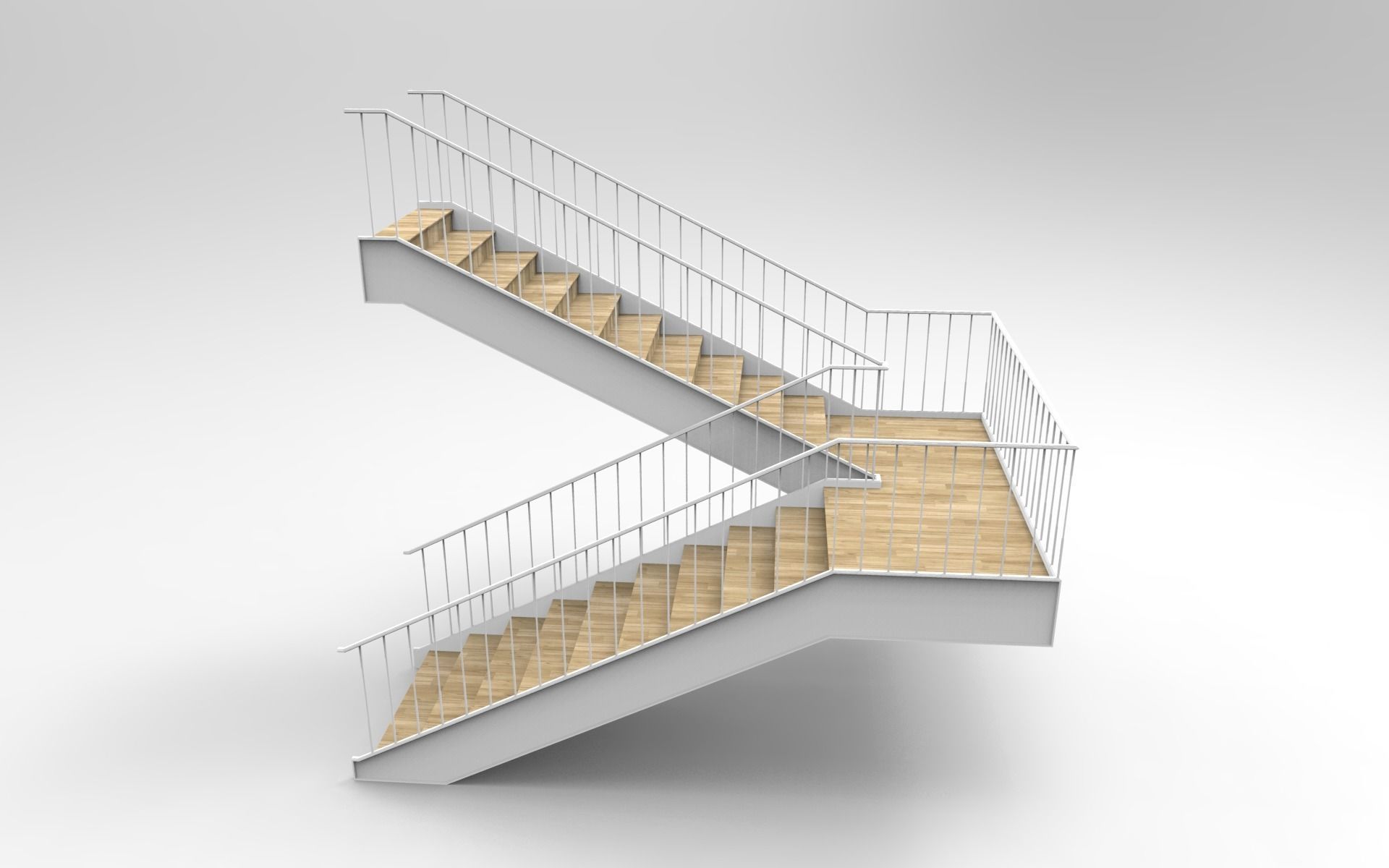 Stairs 1 wooden staircase 3D print model_10