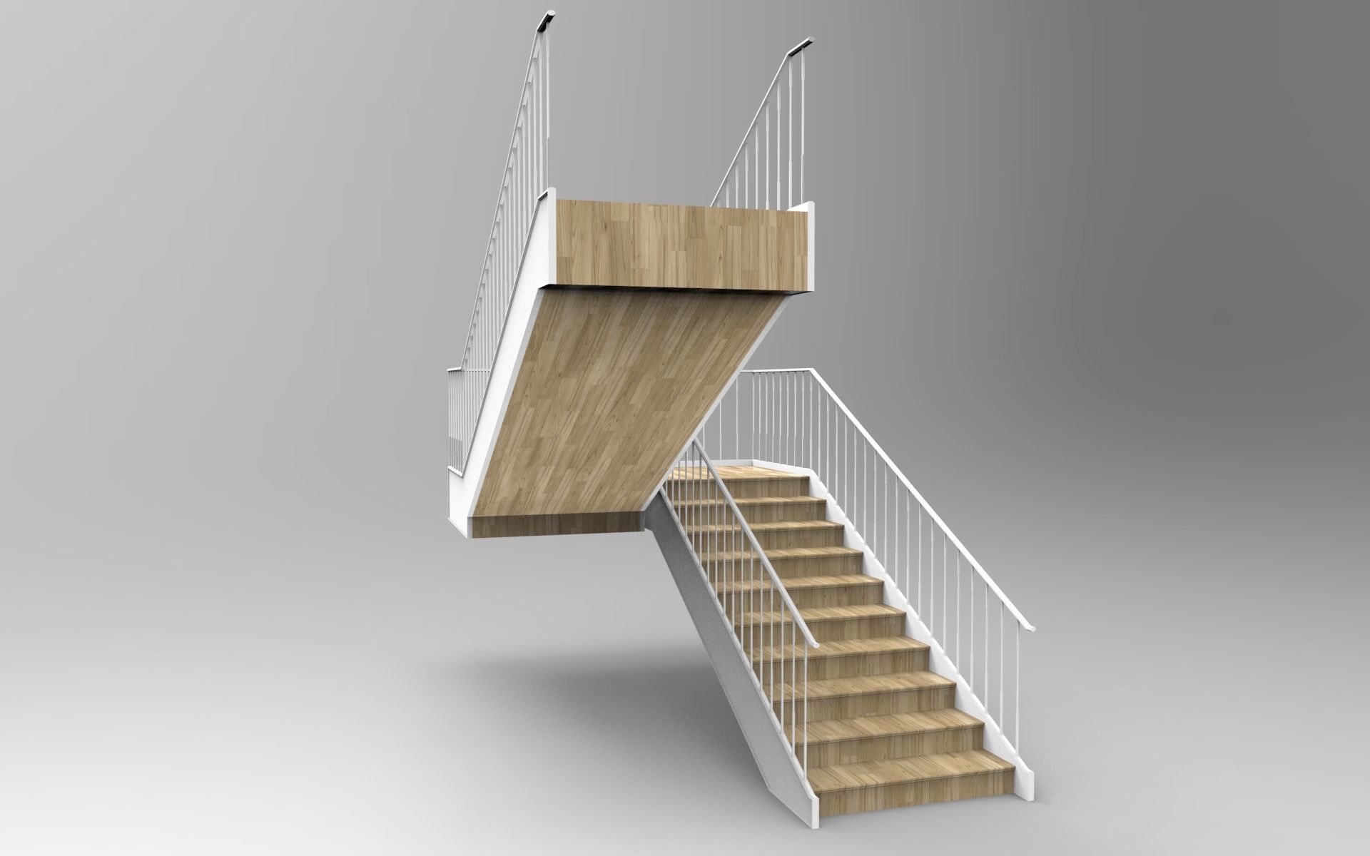 Stairs 1 wooden staircase 3D print model_5