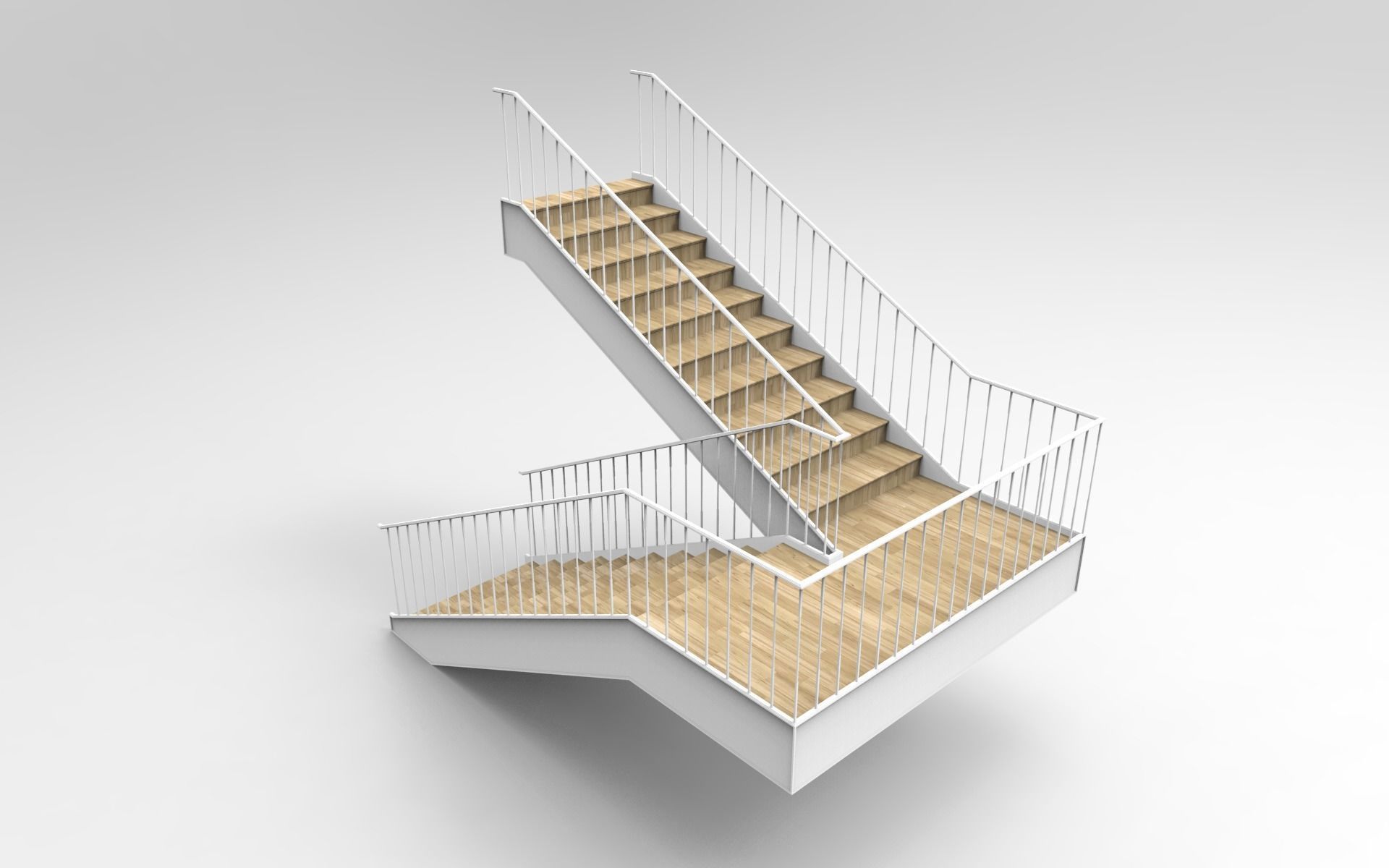 Stairs 1 wooden staircase 3D print model_8