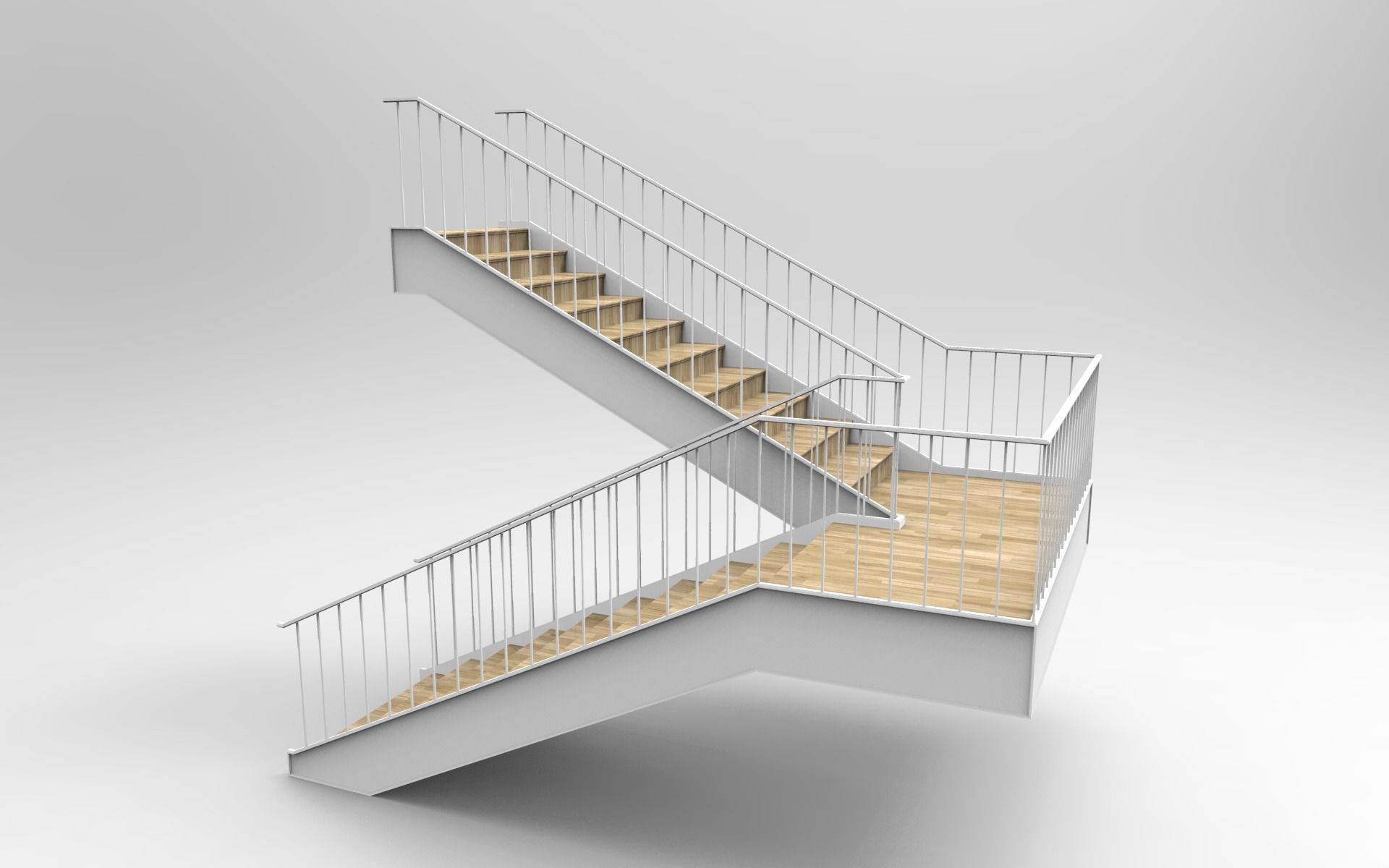 Stairs 1 wooden staircase 3D print model_1