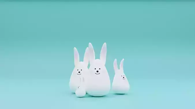 Low Poly Bunny three rabbits