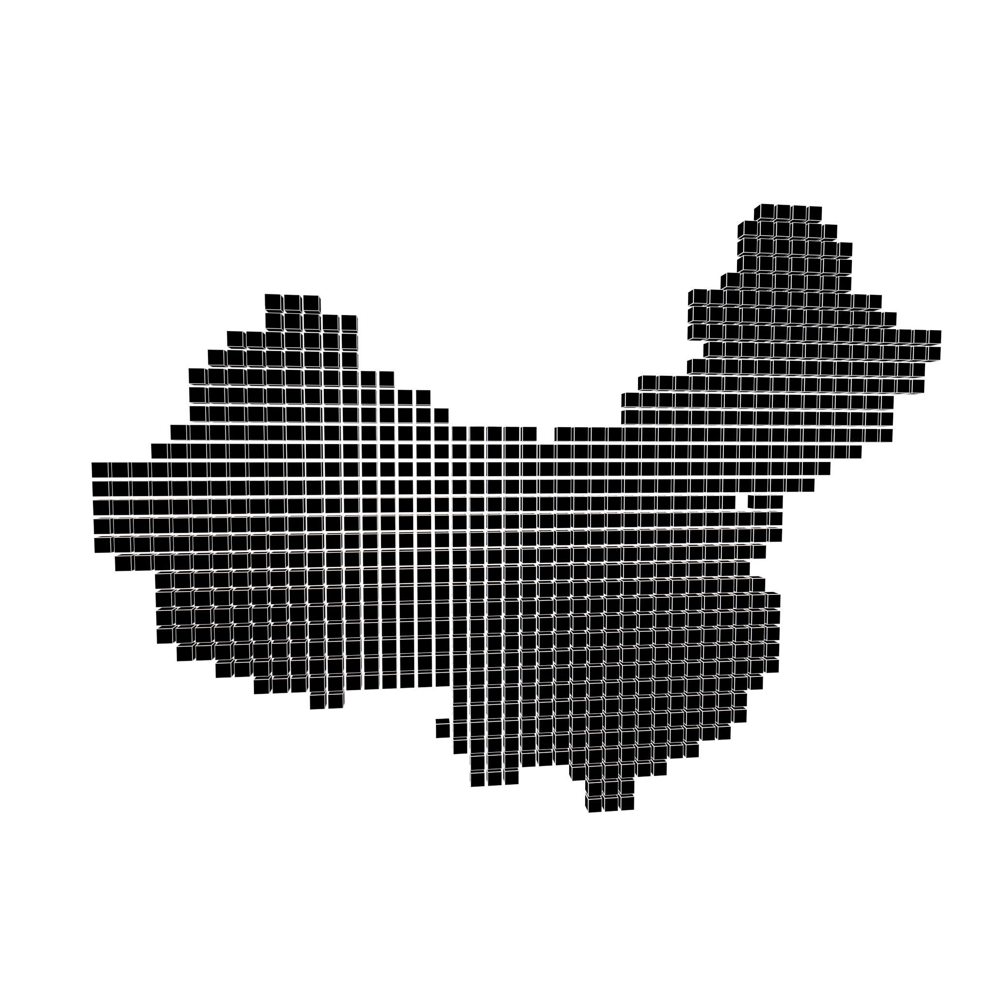 China Map Cube Style v1 004 Low-poly 3D model_4