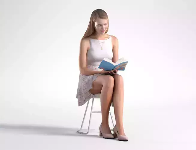 Woman Casual Sitting Reading Low poly Grace 2234 3D model