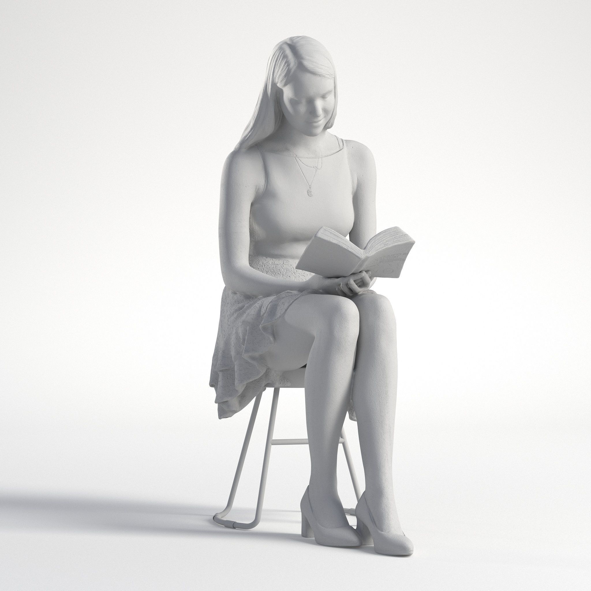 Woman Casual Sitting Reading Low poly Grace 2234 3D model_8