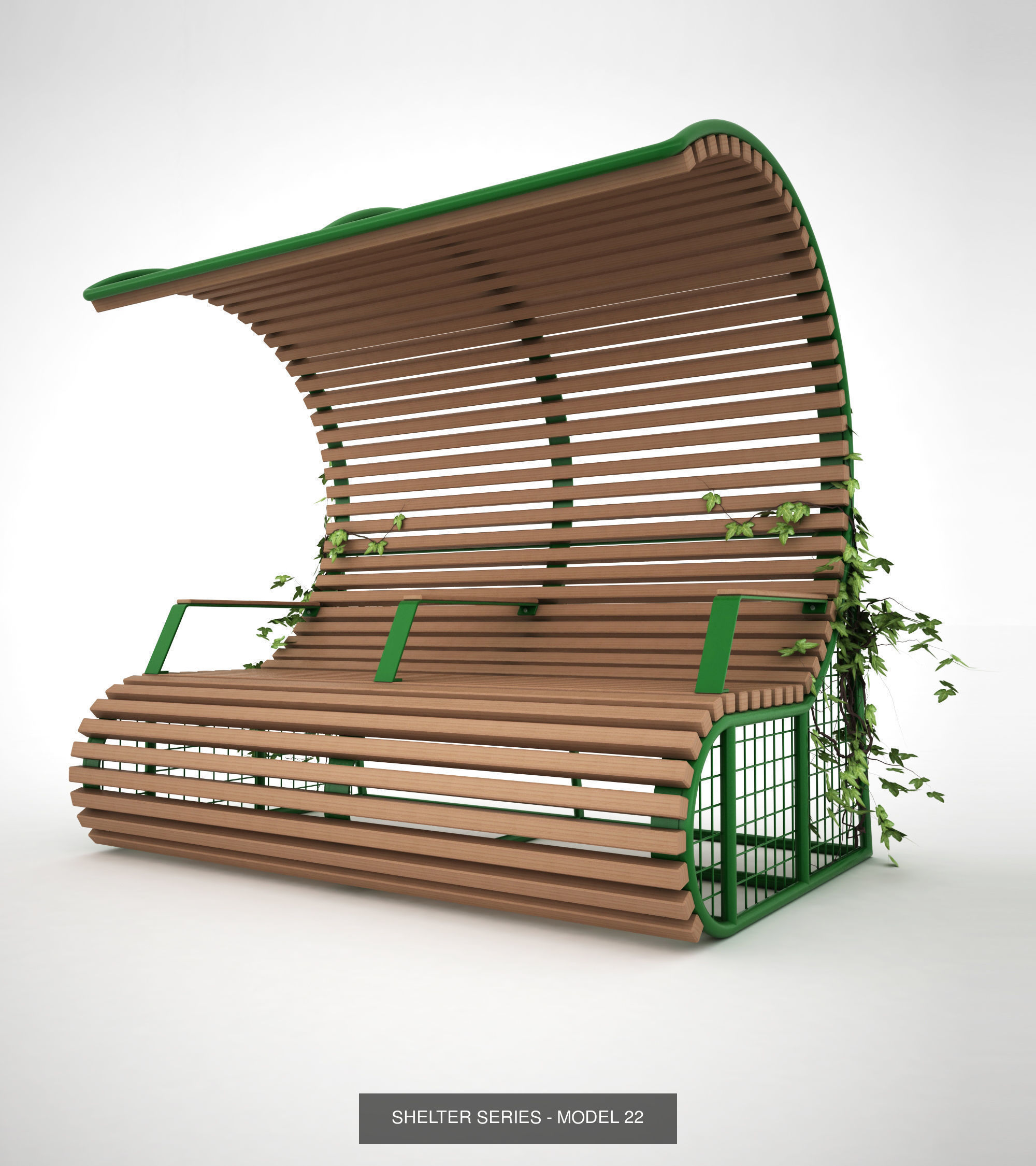 Bench with shelter all series 3D Model Collection_9