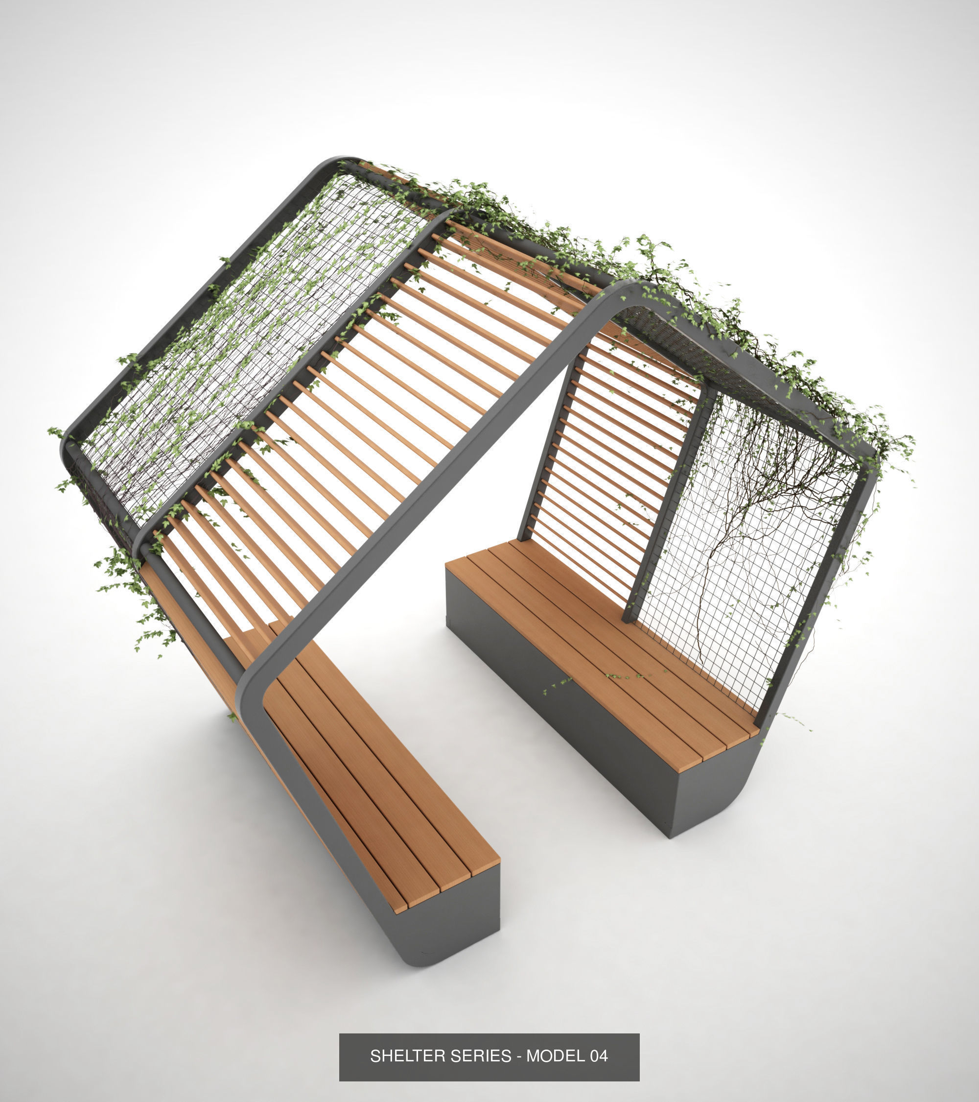 Bench with shelter all series 3D Model Collection_13