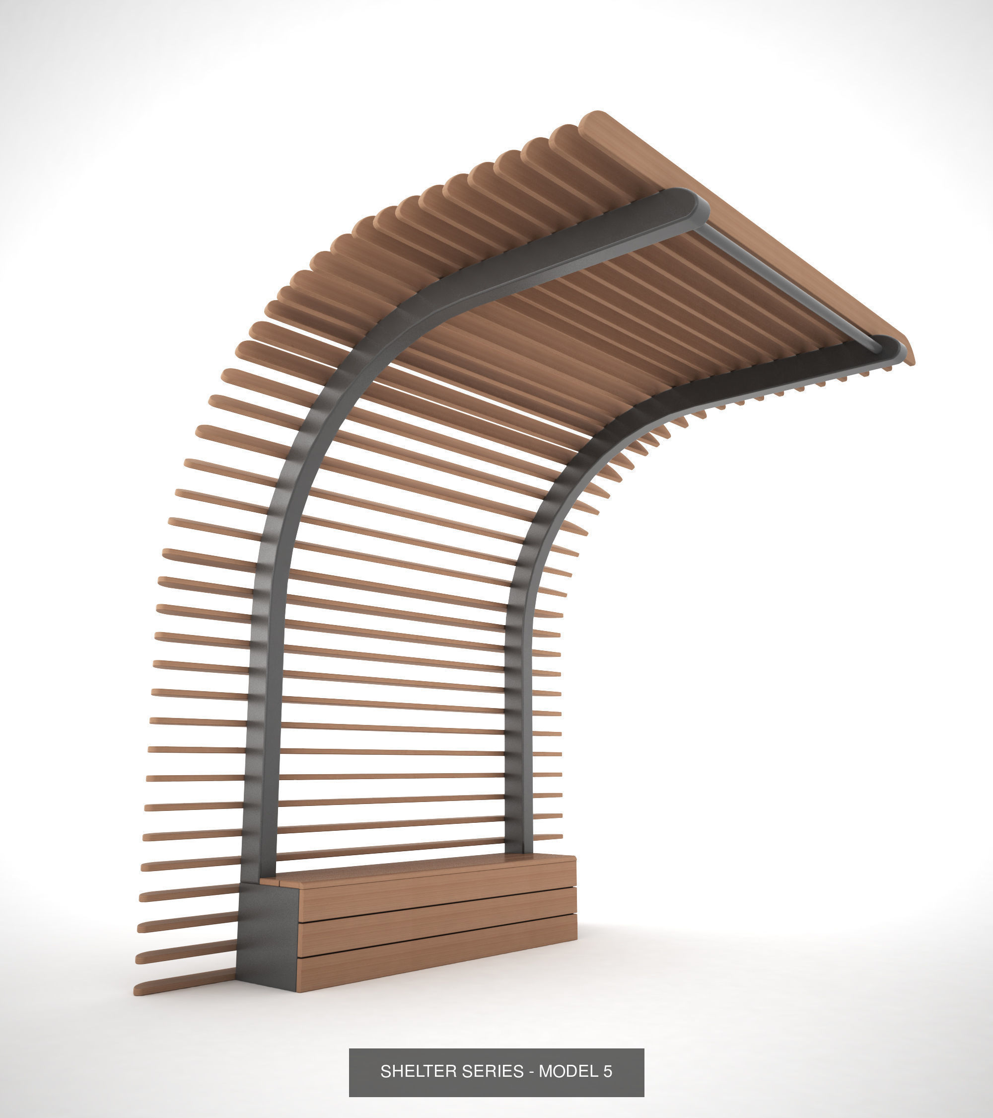 Bench with shelter all series 3D Model Collection_2