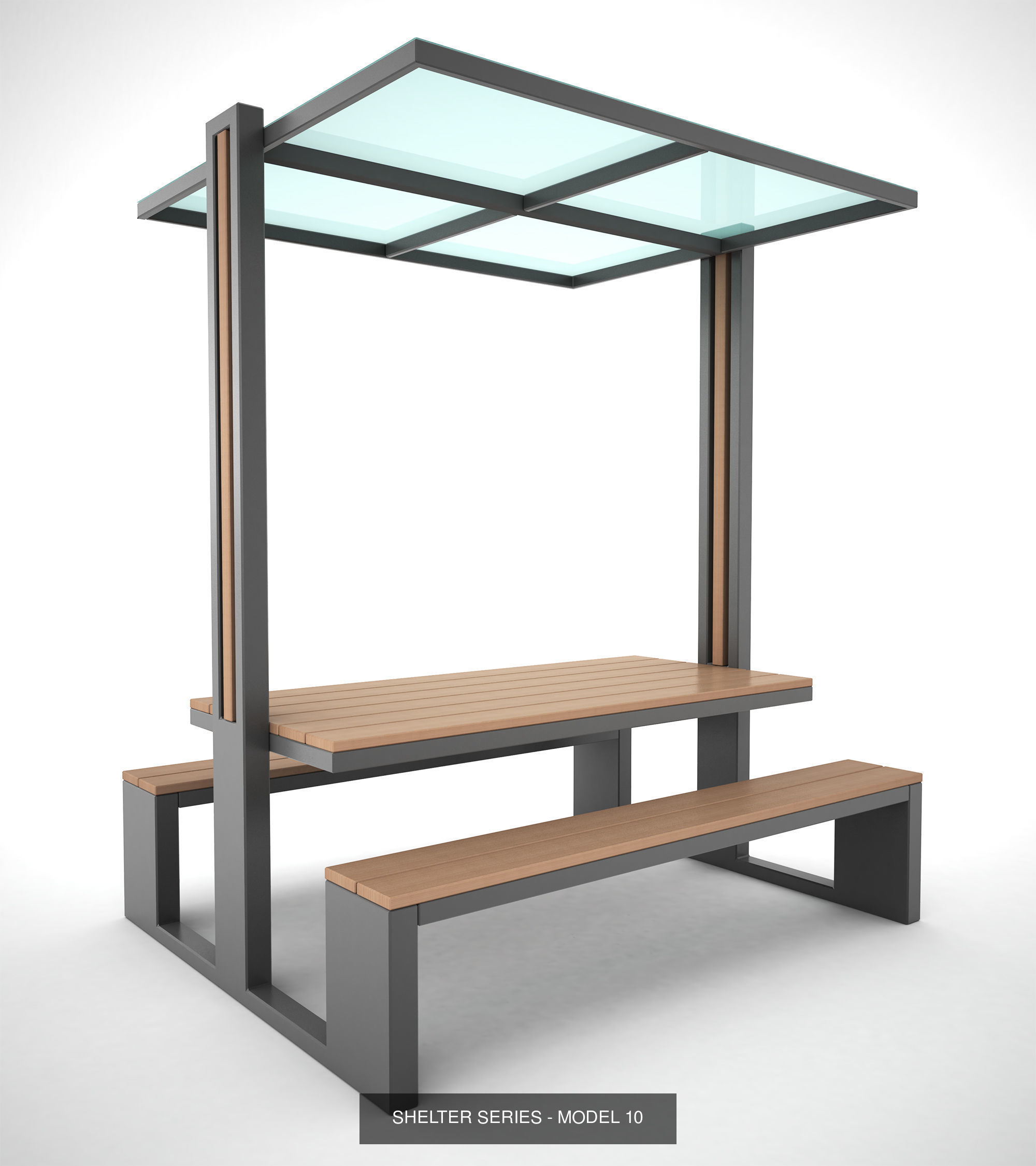 Bench with shelter all series 3D Model Collection_8