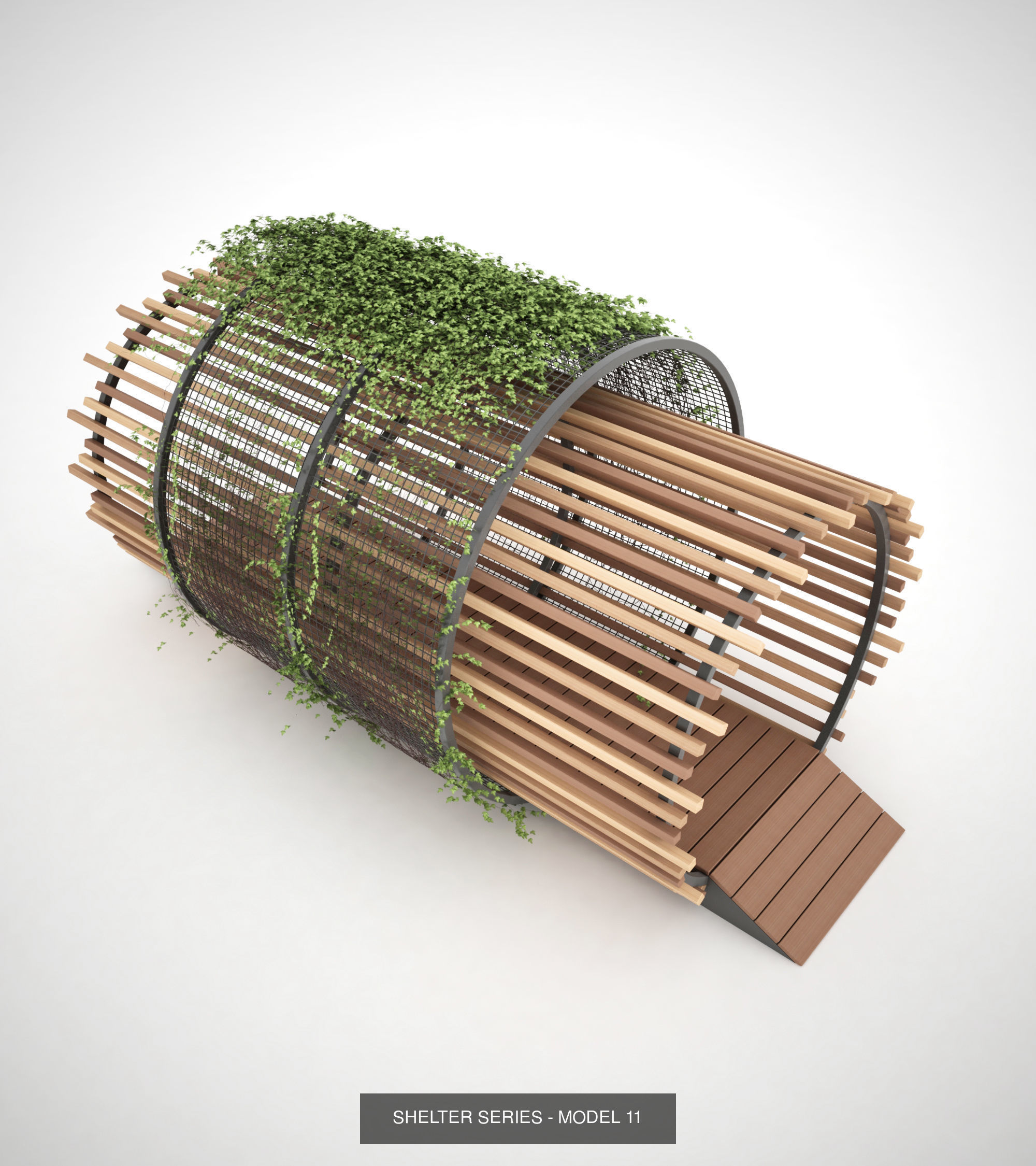 Bench with shelter all series 3D Model Collection_11