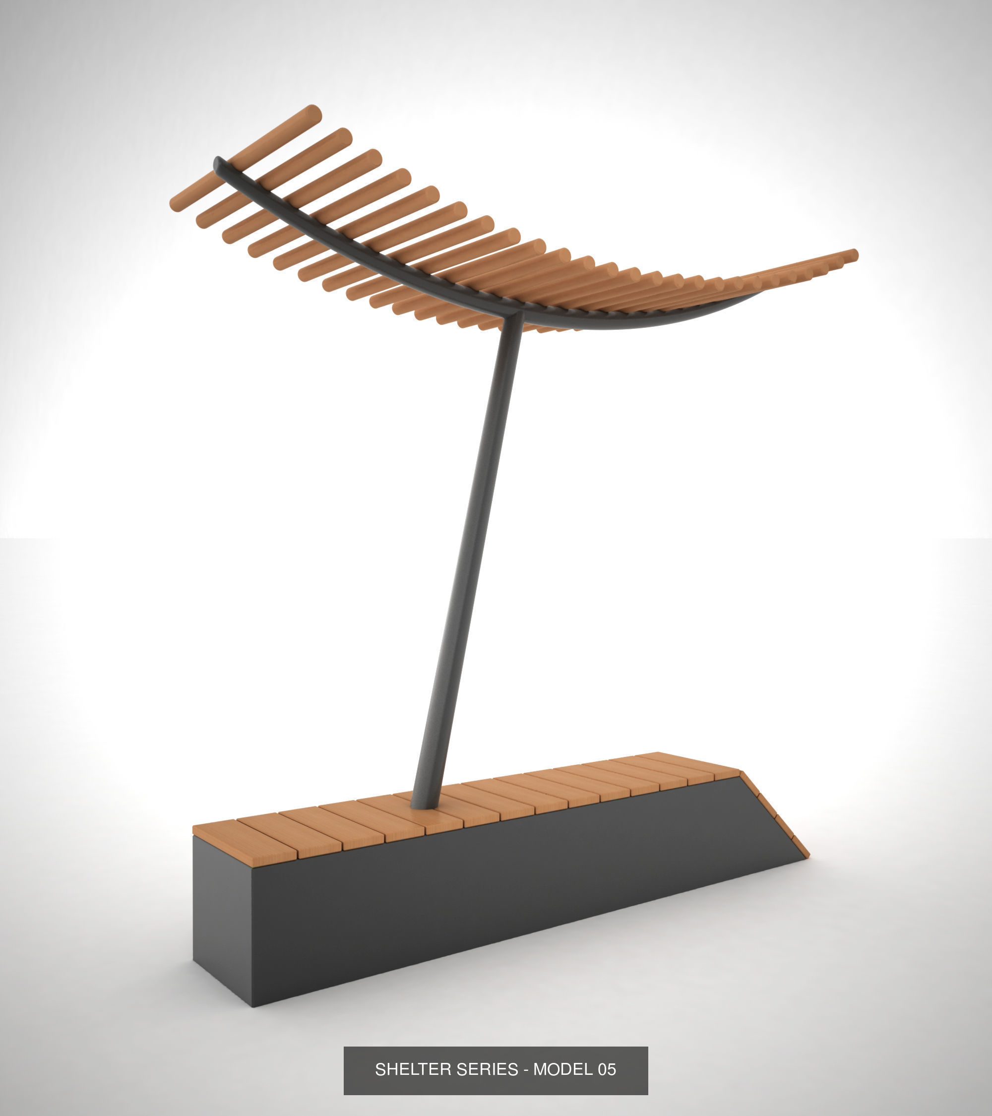 Bench with shelter all series 3D Model Collection_5