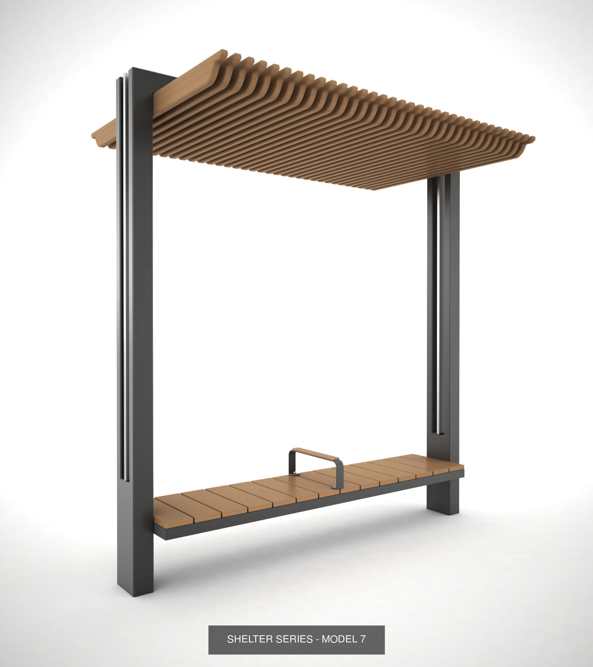 Bench with shelter all series 3D Model Collection_3