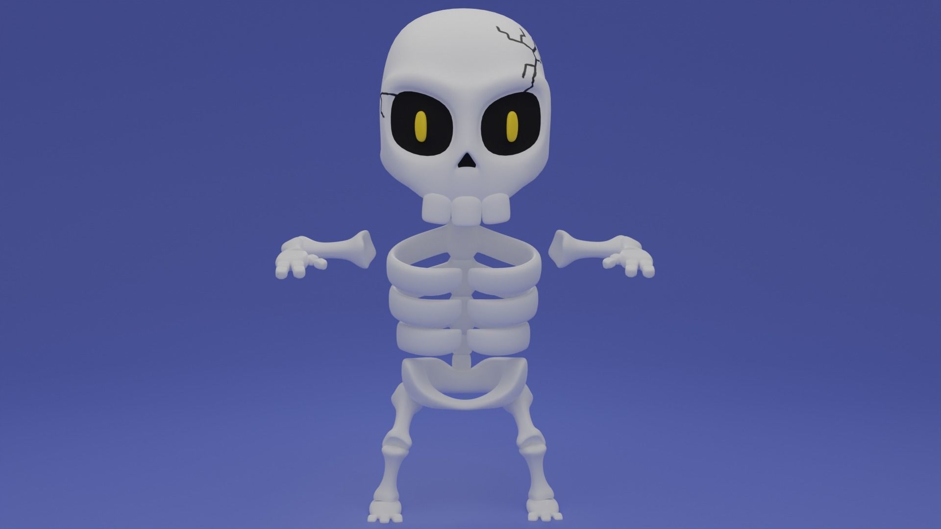 Skeleton Chibi Cute Low-poly 3D model_4