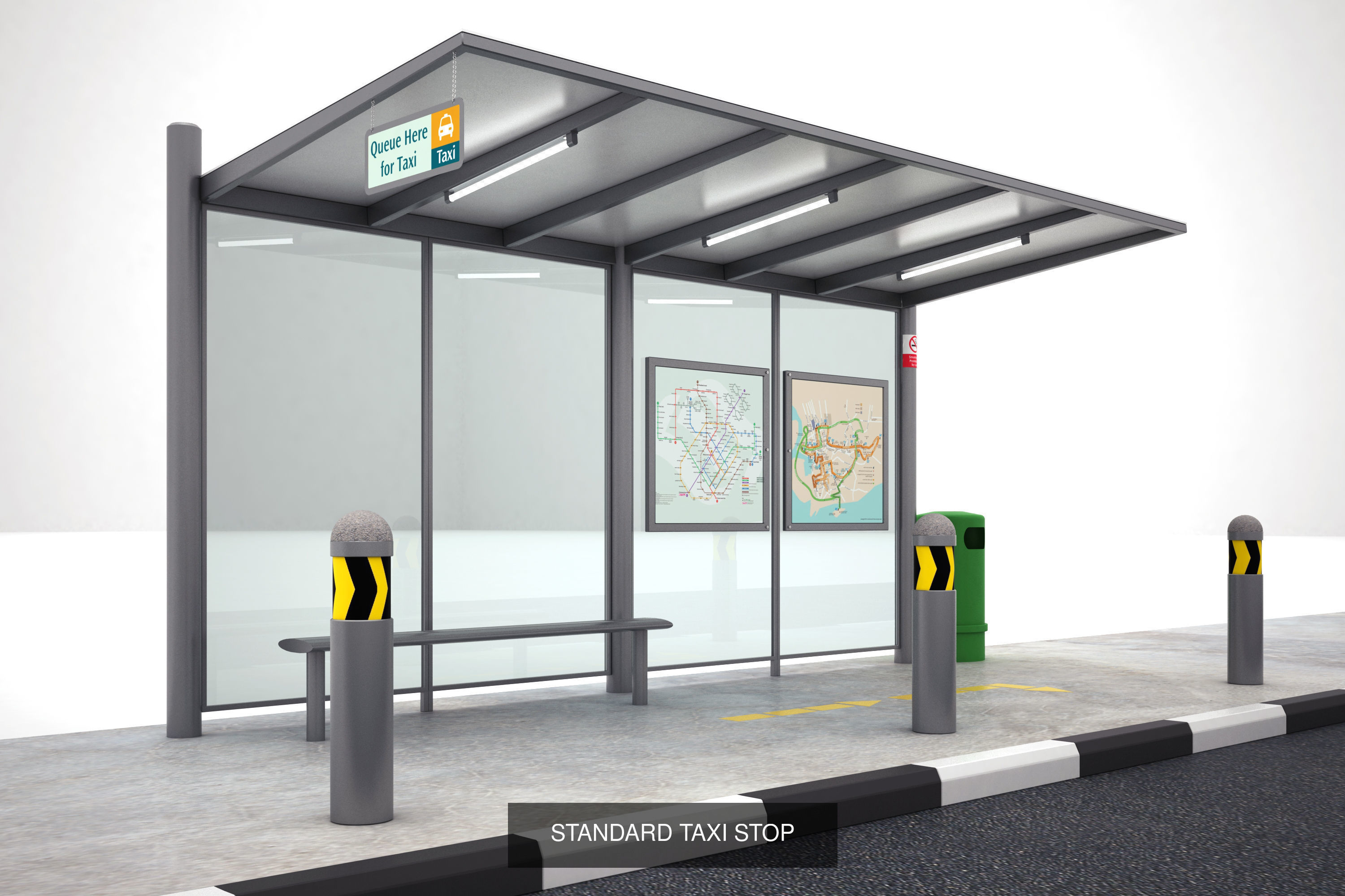 Bus and Taxi Shelter 3D Model Collection_2