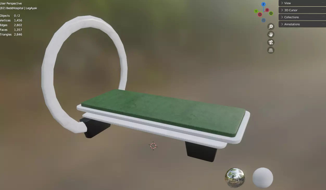 Bed Sci-fi Low-poly 3D model_0