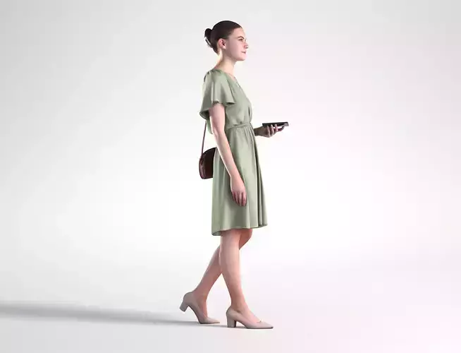 Woman Business Walking with Phone Low poly Maddie 2162 