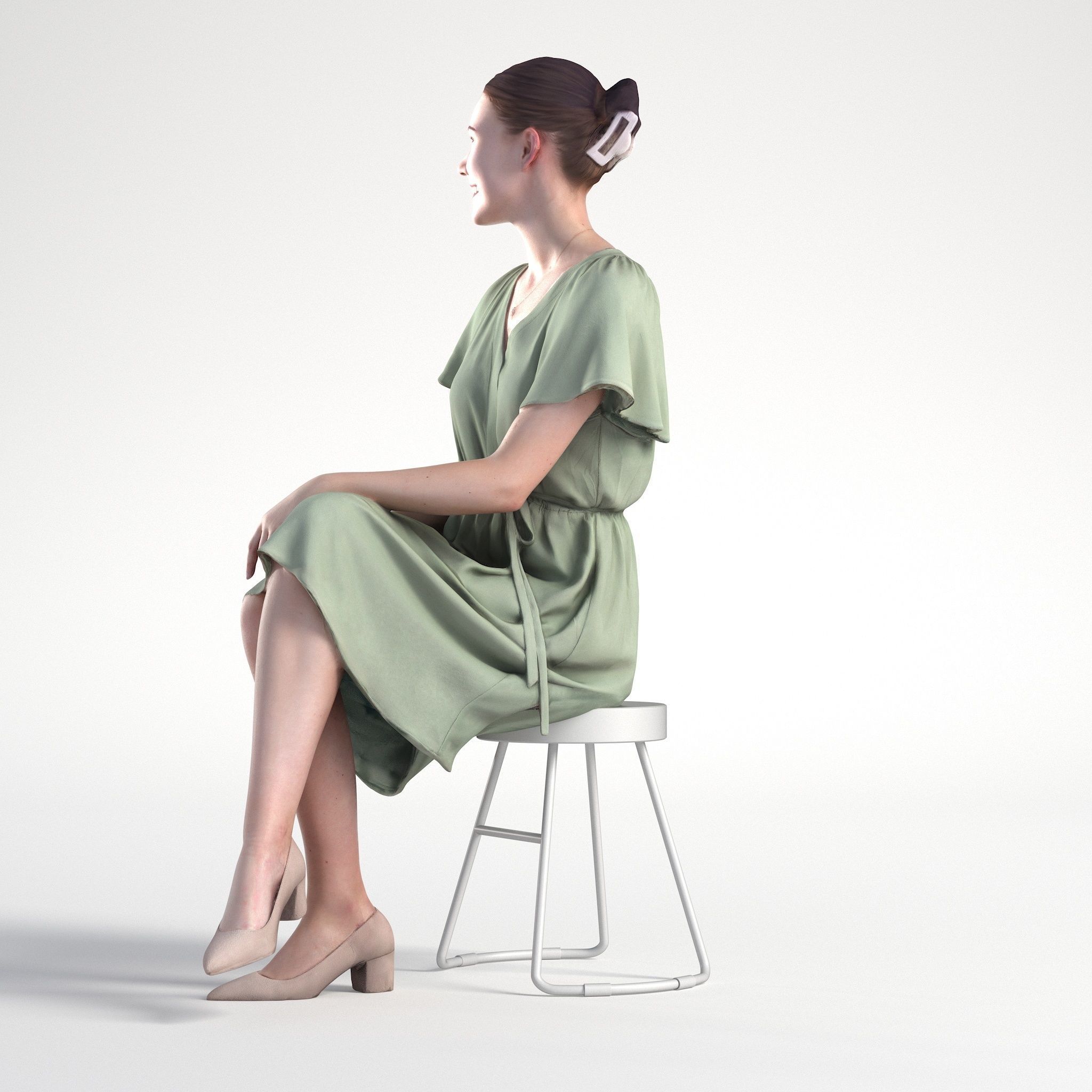 Woman Business in Dress Sitting Office Low poly Maddie 2169 3D model_6