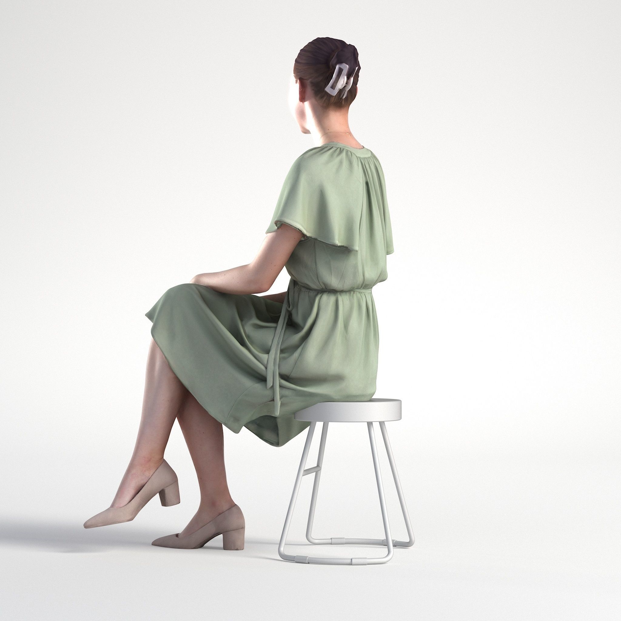 Woman Business in Dress Sitting Office Low poly Maddie 2169 3D model_5