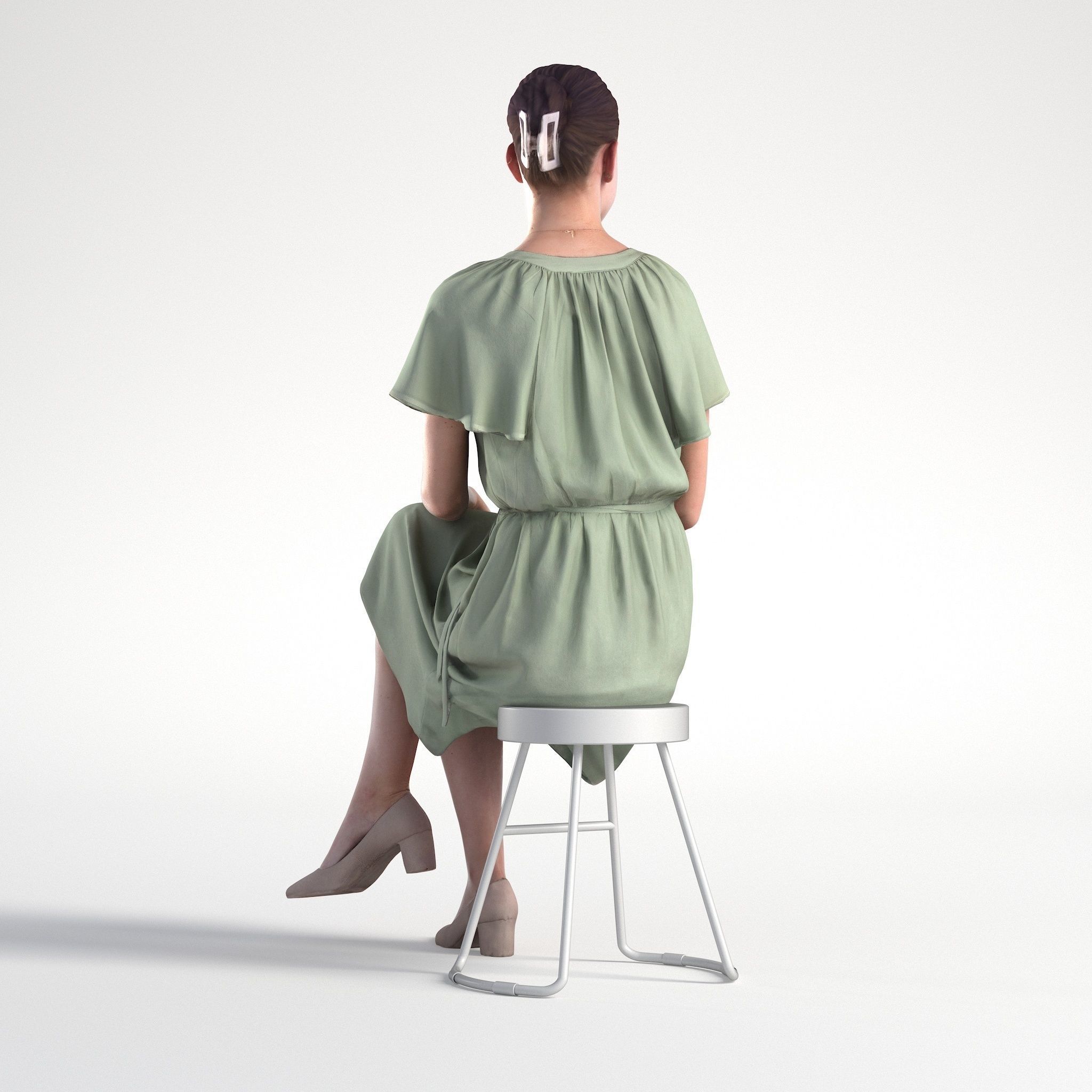 Woman Business in Dress Sitting Office Low poly Maddie 2169 3D model_4