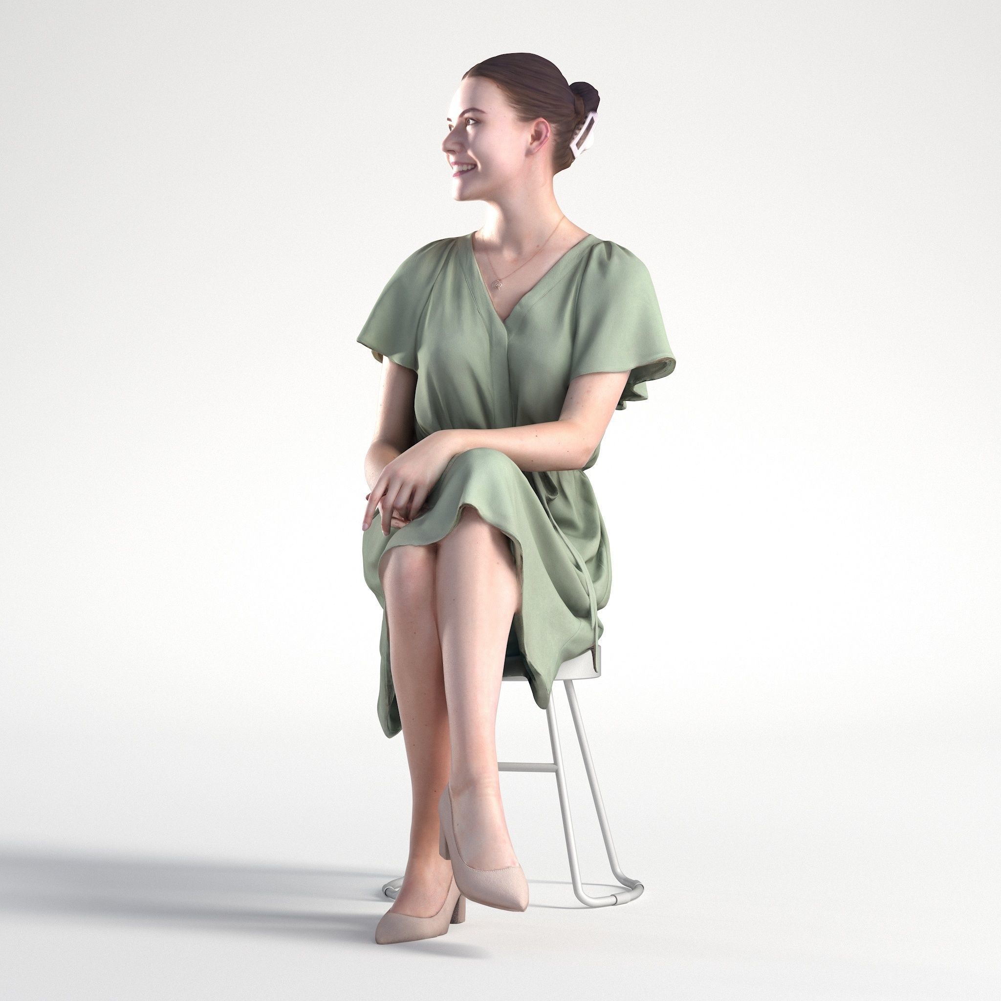 Woman Business in Dress Sitting Office Low poly Maddie 2169 3D model_7