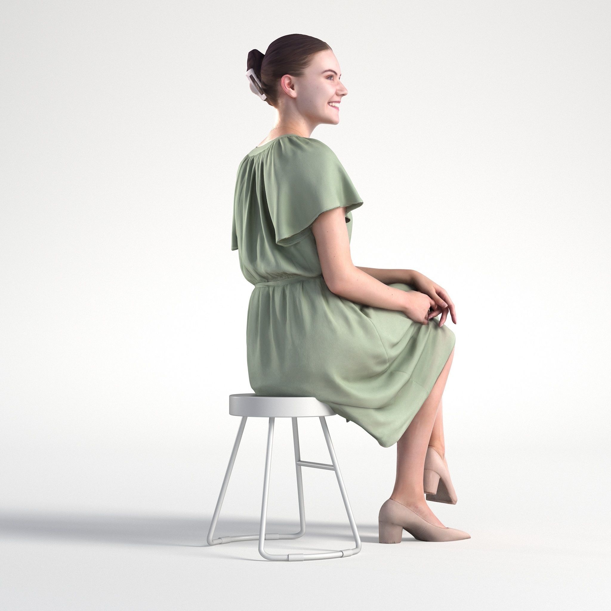 Woman Business in Dress Sitting Office Low poly Maddie 2169 3D model_2