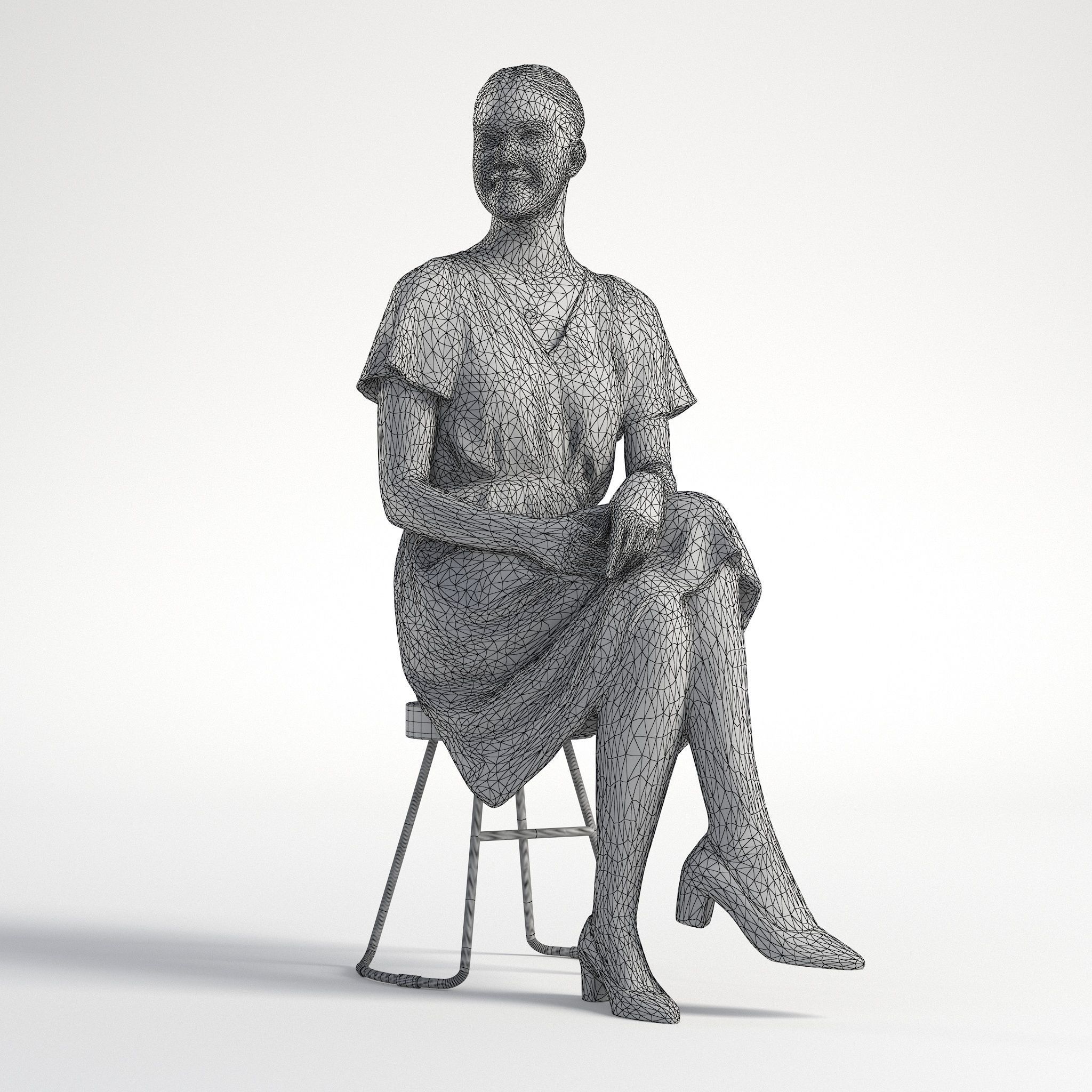 Woman Business in Dress Sitting Office Low poly Maddie 2169 3D model_9