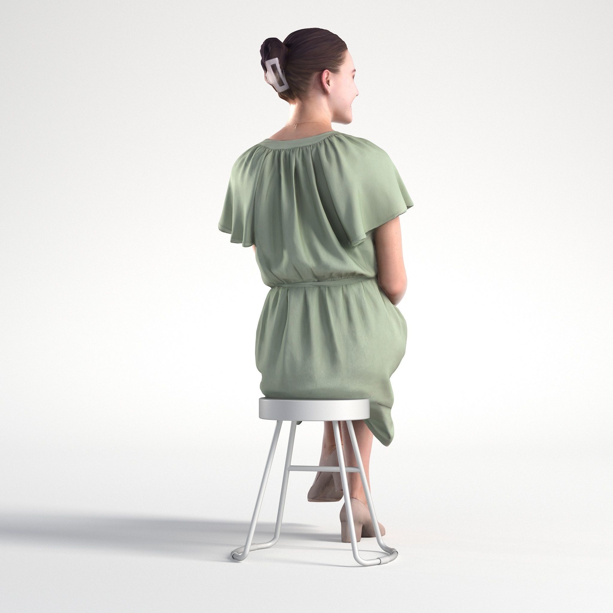 Woman Business in Dress Sitting Office Low poly Maddie 2169 3D model_3