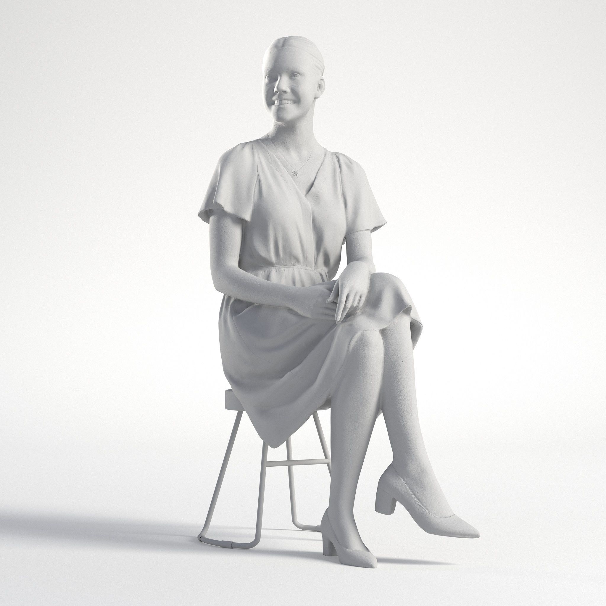Woman Business in Dress Sitting Office Low poly Maddie 2169 3D model_8