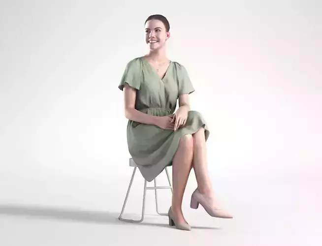 Woman Business in Dress Sitting Office Low poly Maddie 2169 3D model Woman Business in Dress Sitting Office Low poly Maddie 2169 3D model