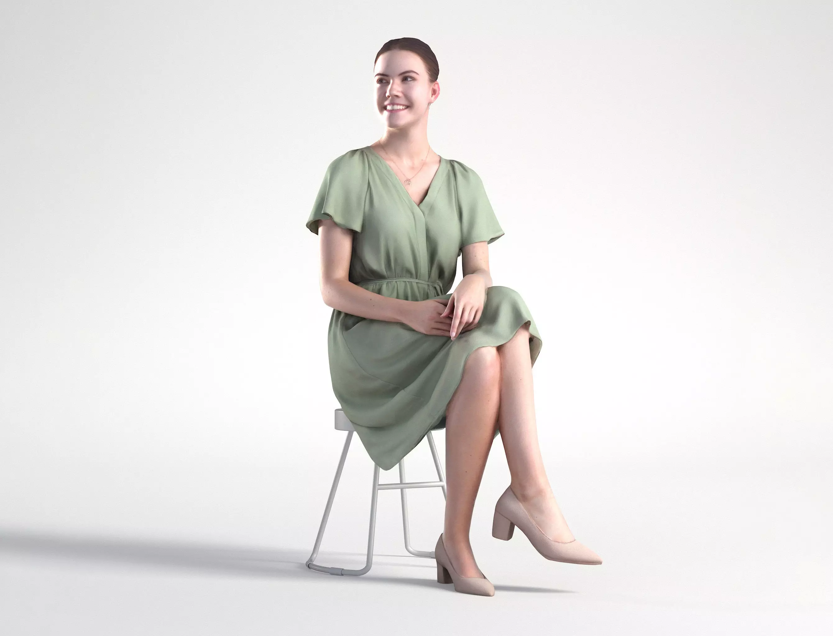 Woman Business in Dress Sitting Office Low poly Maddie 2169 3D model_0