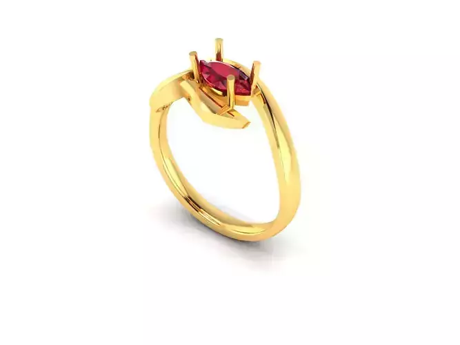 Solitaire Engagement Wedding Women Marquise Stone Ring 3D print model