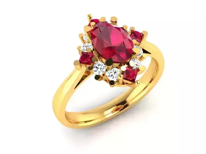 Solitaire Engagement Wedding Women Pear Ring 3D print model